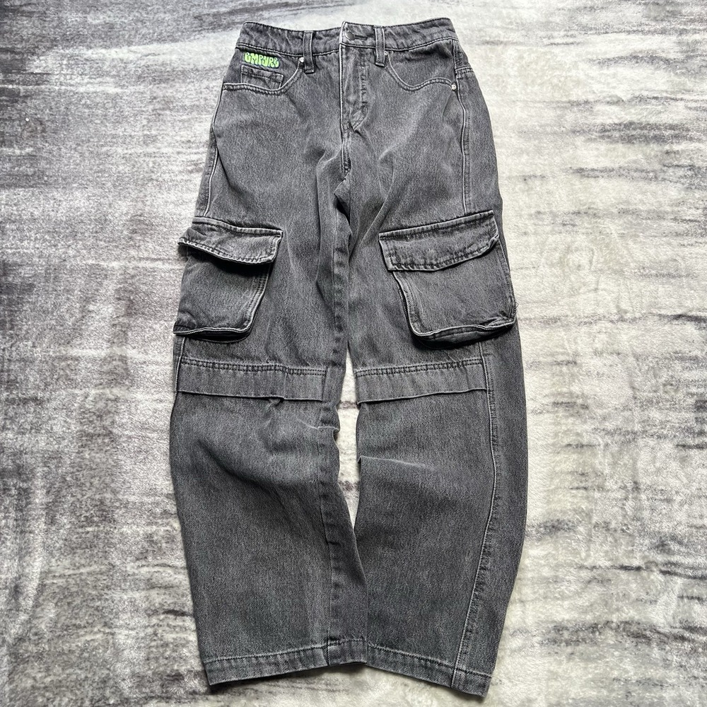 Empyre Jeans 0 Black Cargo Skate Loose Baggy Wide Leg Relax Denim Hip Hop